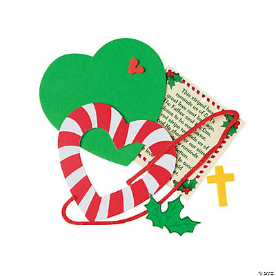 Candy Cane Cross Heart Ornament Craft Kit 12pk